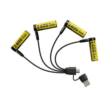 Nitecore NH2400 2400mAh USB-C Rechargeable AA Battery 4-Pack