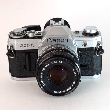 Used Canon AE-1 with 50 F1.8 Breech Lock, Good Condition