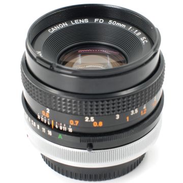 Used Canon FD 50mm F/1.8 S.C. Breech Lock Prime Lens, Good Condition